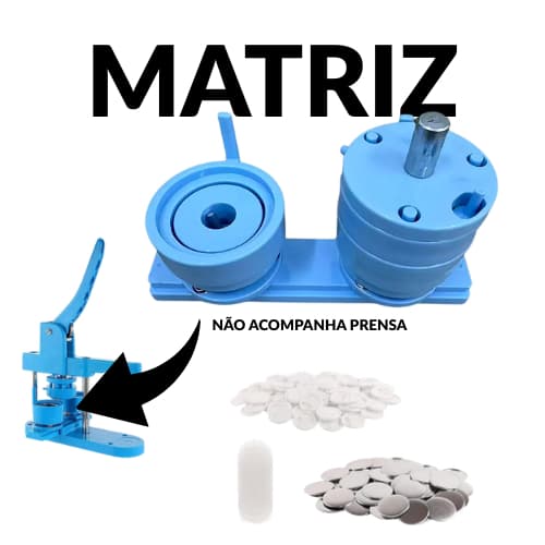 Kit Matriz Para Máquina de Prensa Rendonda/Coração para Fabricação de Bottons + 100 bottons (SEM PRENSA)