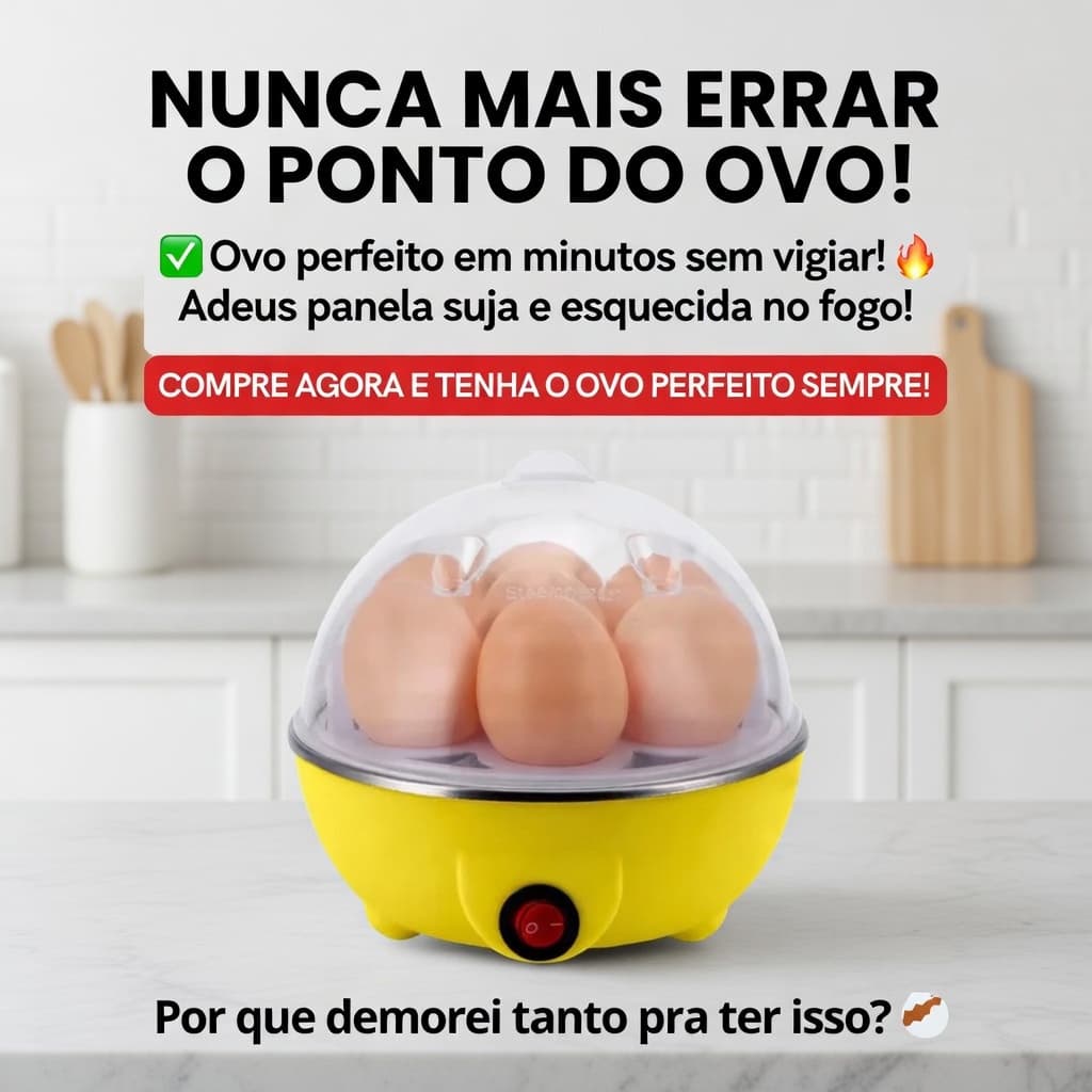 Cozedor de Ovos Elétrico 7 Ovos Egg Cooker 110V Automático Multifuncional Cozinha Rápido a Vapor