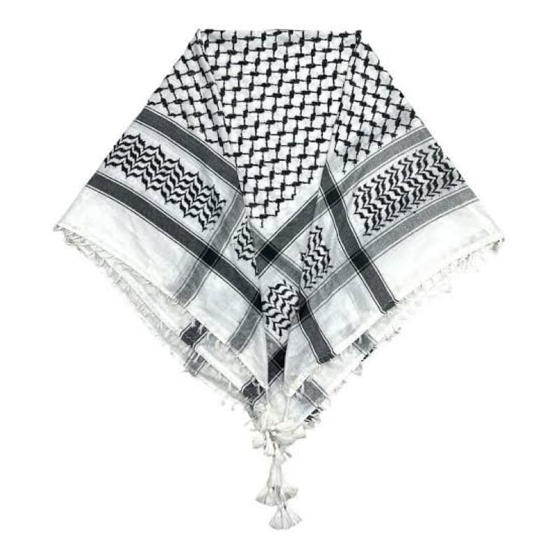 Keffiyeh Palestino Tradicional Lenço Árabe Preto e Branco Unissex