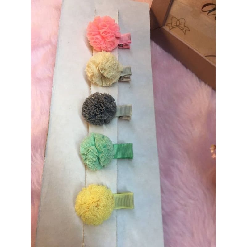 Kit Presilha Pompom Infantil | Presilha Bebê Delicada | Acessório de Cabelo Bebê
