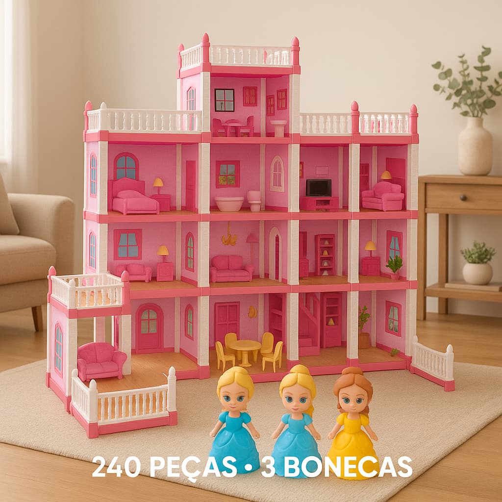 Casinha De Boneca Castelo Da Princesa 240 Peças Blocos Montar GGB