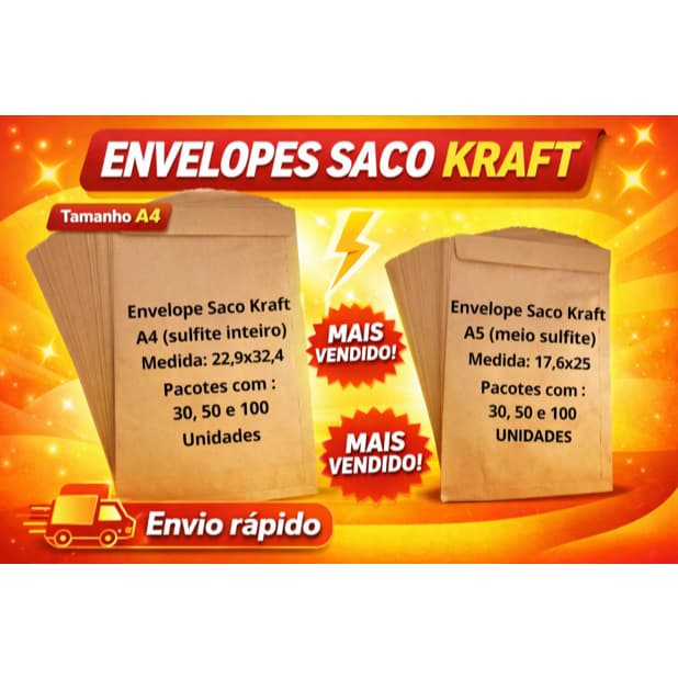 Envelope Saco Kraft Pardo Natural – Alta Qualidade
