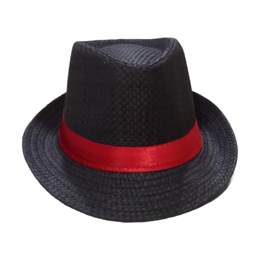 CHAPÉU MALANDRO - PRETO COM FITA VERMELHA - MODELO PANAMÁ