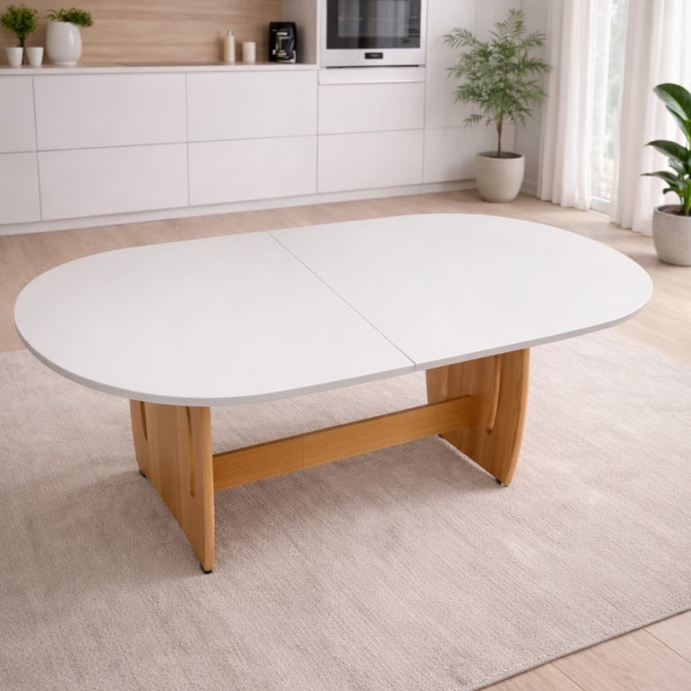 Mesa de Jantar Oval em Mdf Para Sala de Estar e Cozinha 137x90cm