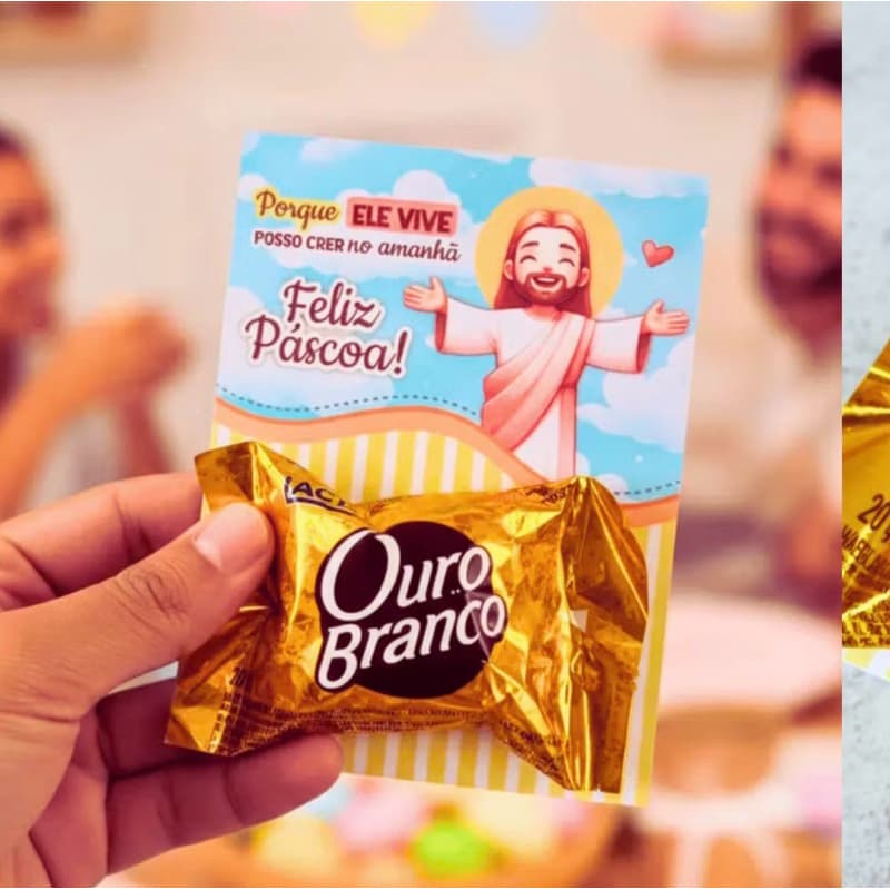 Cartões Para Chocolates Mimo  Brinde Lembrancinhas Empresa Cliente Páscoa Cristã Não Acompanha chocolate