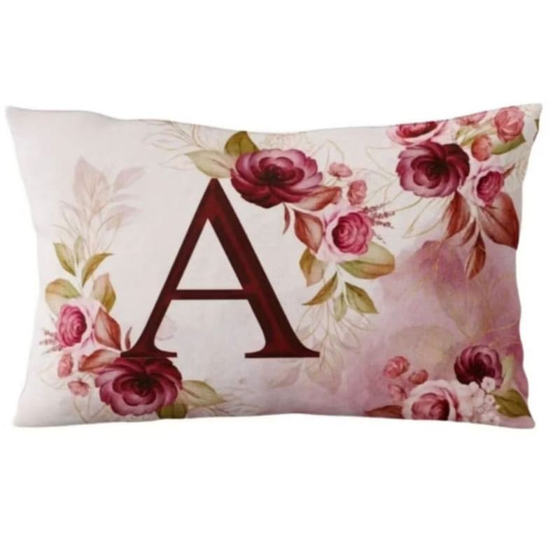 Almofada Personalizada Inicial Letra Nome Floral Luxo  - Presente Criativo Microfibra Todas as Letras presente namorados