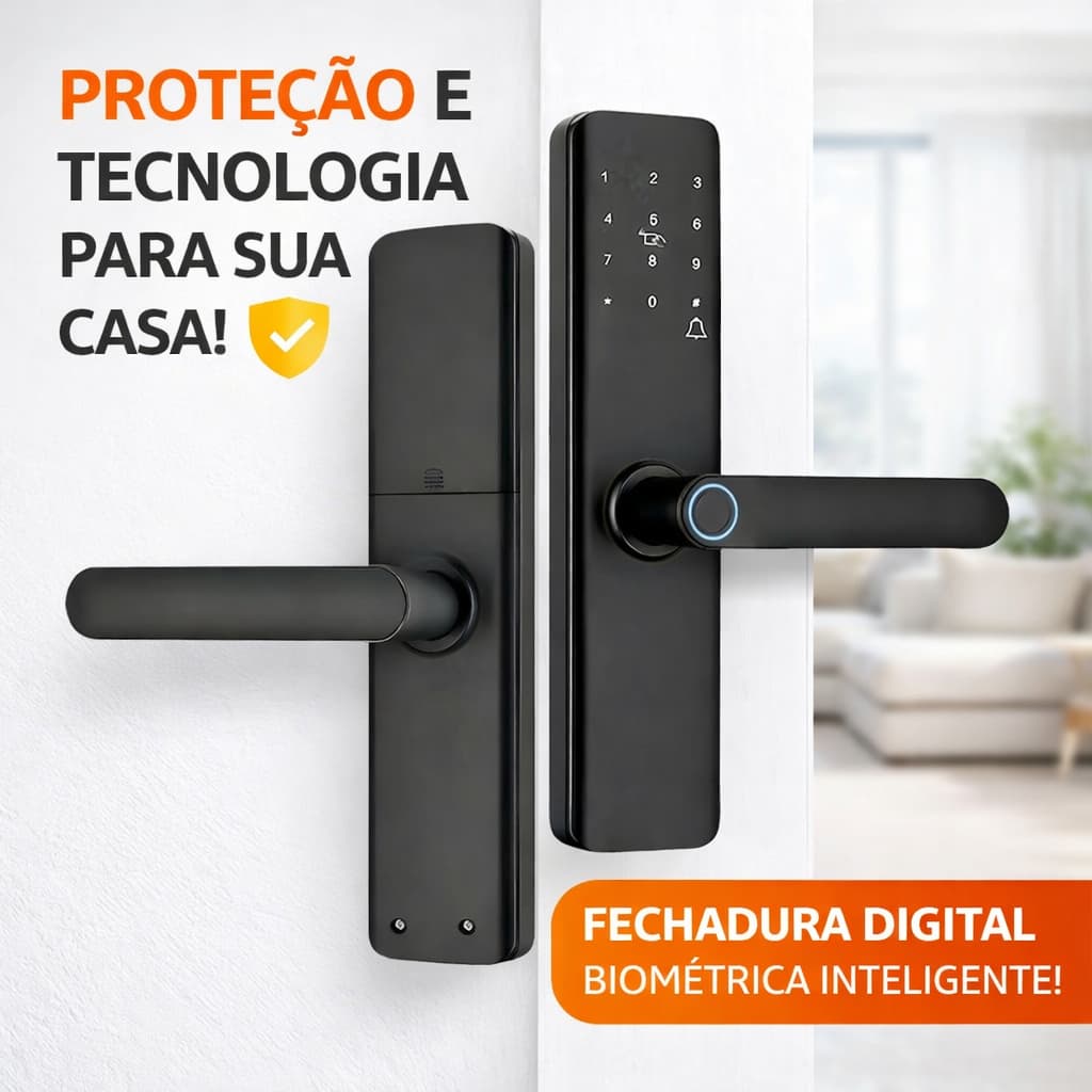 Fechadura Digital Biométrica Touch Eletrônica para Porta com Senha NFC Segurança Inteligente
