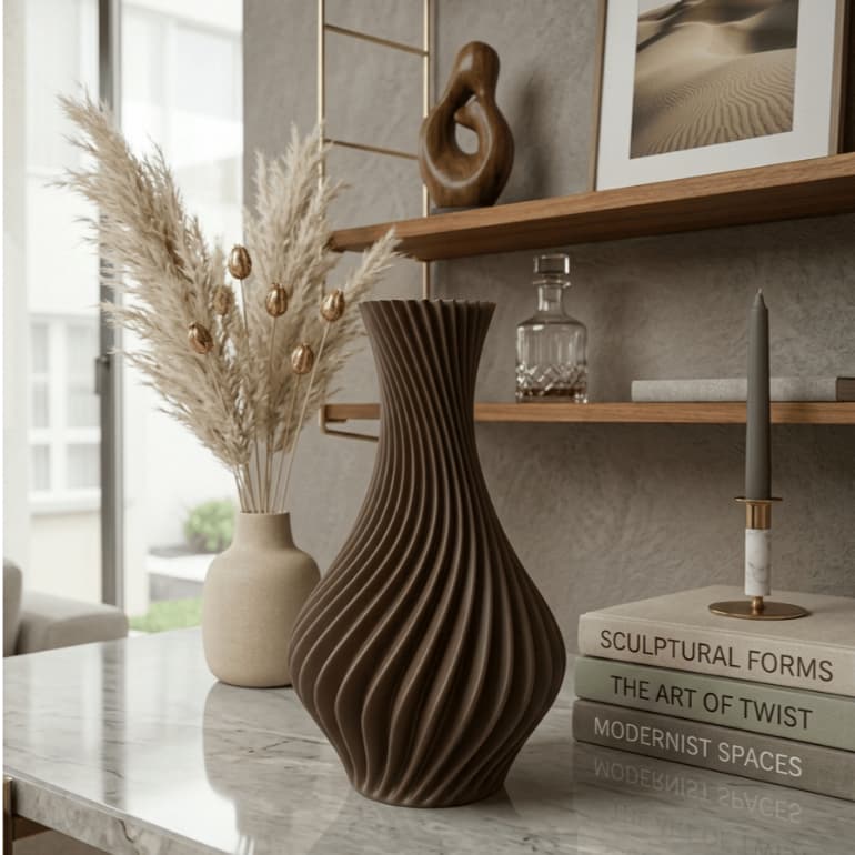 Vaso Decorativo Estilo Espiral -  Contemporâneo/Ambientes Modernos