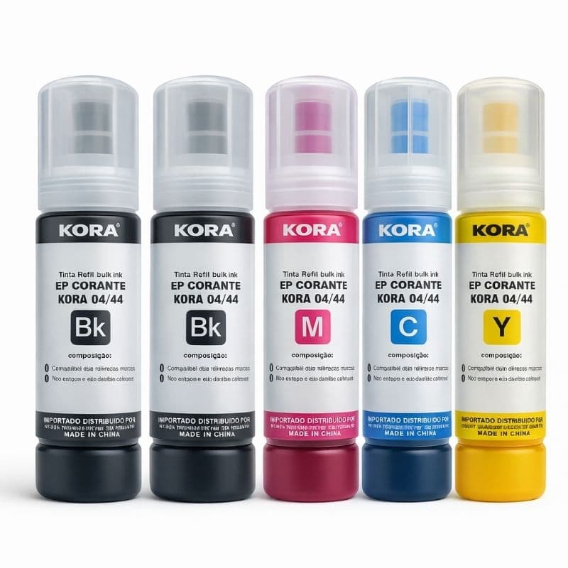 Kit 5 Refil Tinta Epson L3110 L3150 L3210 L3250 Compatível 2 Preto + Ciano Magenta Amarelo