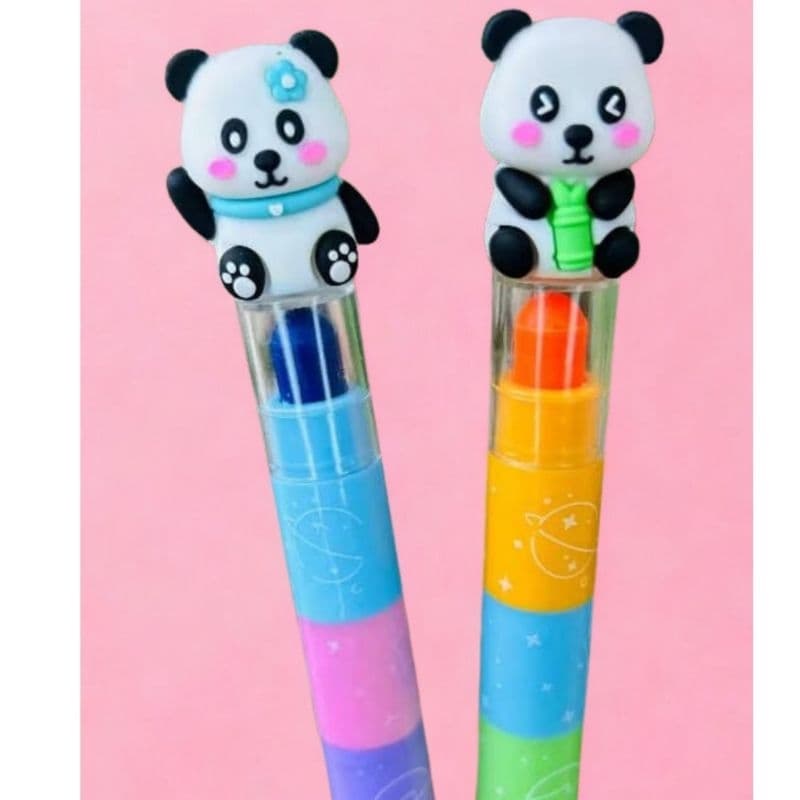 Marca-Texto em Gel Panda 6 Cores – Material Escolar Fofo | Caneta Marca Texto para Estudo