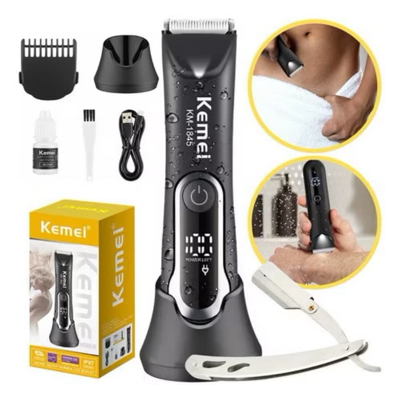Aparador Pelos Corpo Unissex Barbeador Prova D'agua Intimo P Preto 127/220v