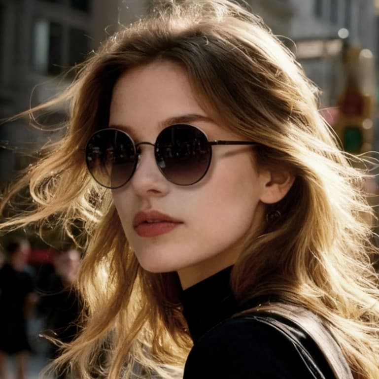 Heyoo Beauty Óculos de Sol Redondo | Frame Metálico Fino Dourado | Lentes Degradê | UV400 | Estilo Retro