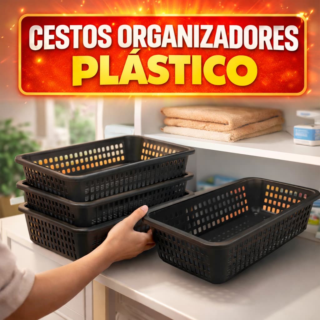 Cestos Organizadores Plástico Empilháveis Multiuso Preto Organizador Cozinha Banheiro Armário Lavanderia Premium