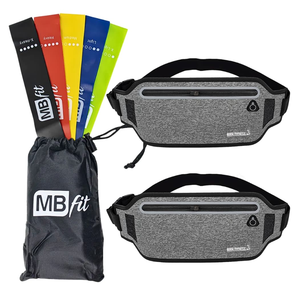 Kit 2x Pochetes Slim + 5x Extensor Theraband Treino Fitness