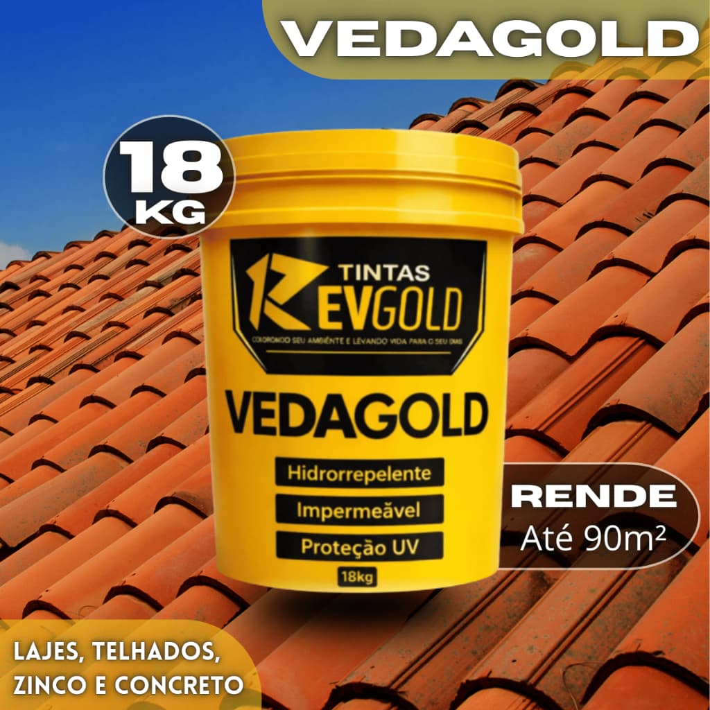 Vedagold Revgold 18kg Manta Líquida Impermeabilizante Anti Goteira Para Lajes Telhados Alta Proteção