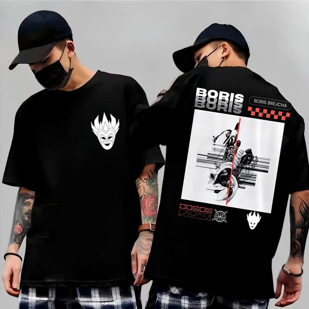 Camiseta Basica e OVERSIZED Boris Brejcha Techno Mask Minimal Eletronica Dj Graphic Unissex