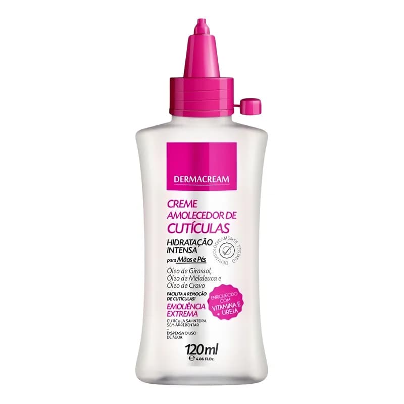 Creme Amolecedor de Cutículas Hidratação Intensa Para Mãos e Pés Com Vitamina E, 120ml - Dermacream