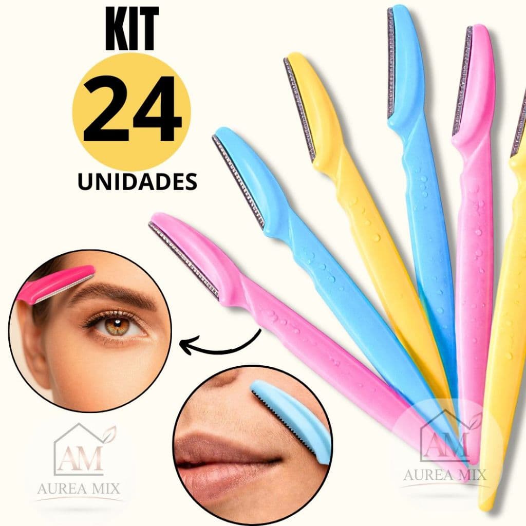 Kit 24 Lâmina Depilação Facial Para Sobrancelha Rosto Axila Navalha Navalhete SkinCare Dermaplaning