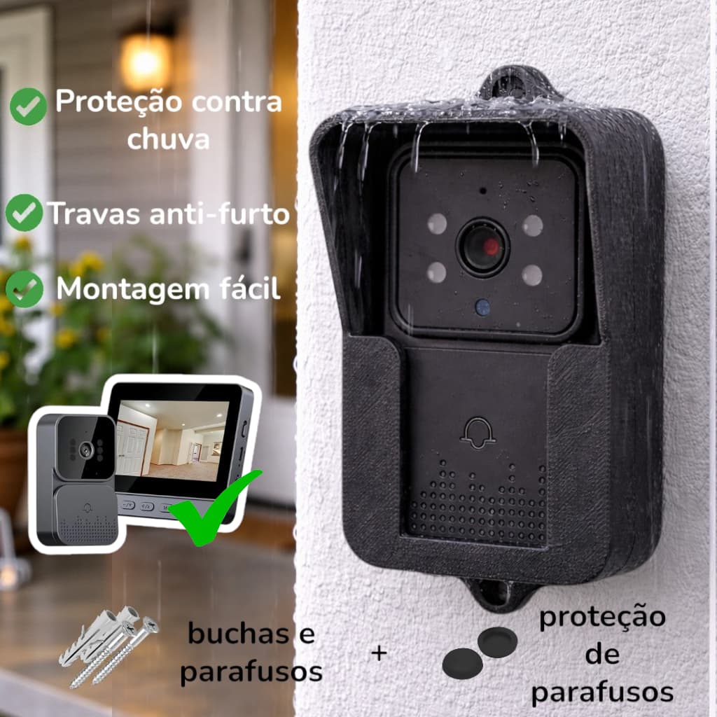 Capa para Campainha - Anti Vandalismo, Furto e Chuva  proteção - Modelo com tela 4,3 Polegadas