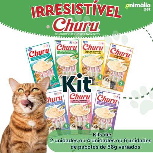 Petisco para gatos Churu Inaba 56g original - Kit com 2 ou 4 ou 6 pacotes 56g variados PROMOÇÃO