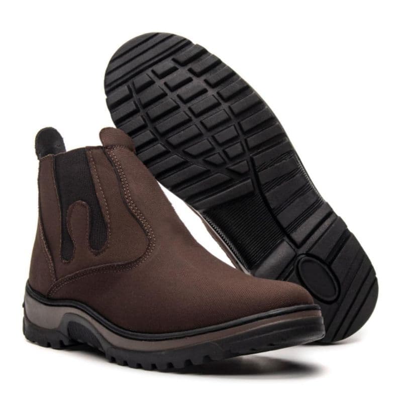 Bota Botinha Masculina Couro Eco Confortável Preto Marrom