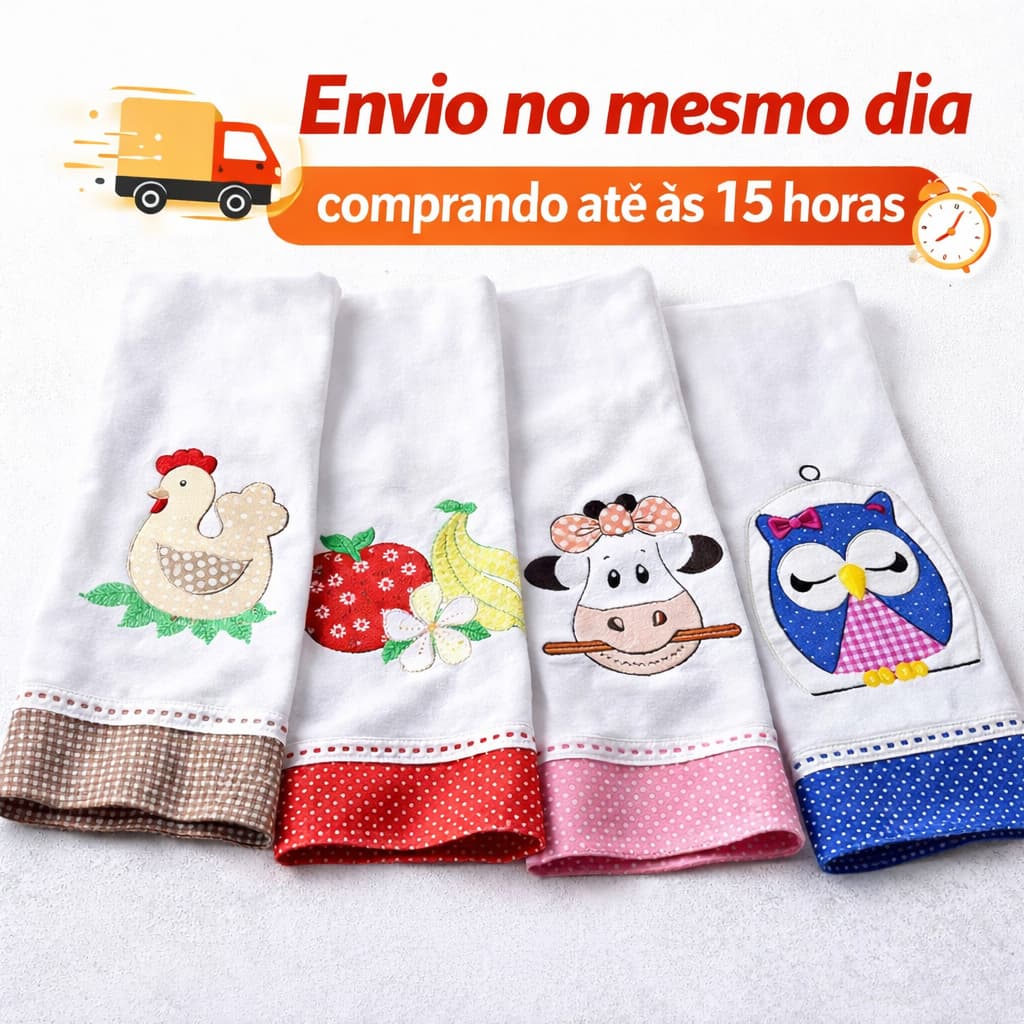 Kit 5 Panos De Prato Pé De galinha Encorpado Patchwork Barrado
