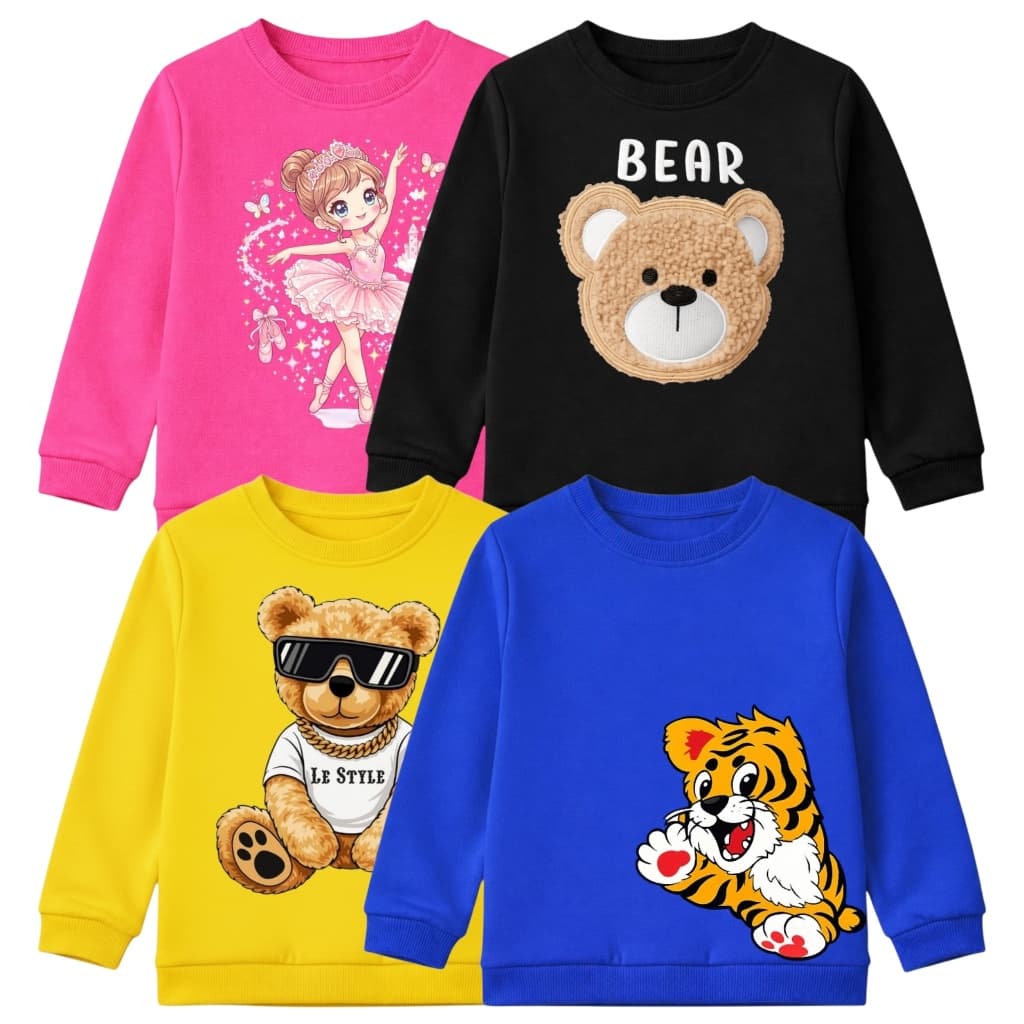 Kit Sortido 2 Peças Blusa 100% Algodão Manga Longa Infantil Estampada Menino/Menina c/ Punho