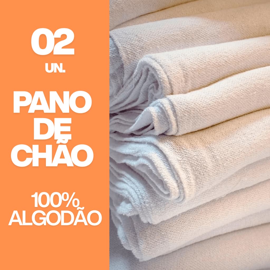 Kit 2 Panos De Chão Alvejado Branco Saco Duplo 100% Algodão 62x42 Grosso Reforçado