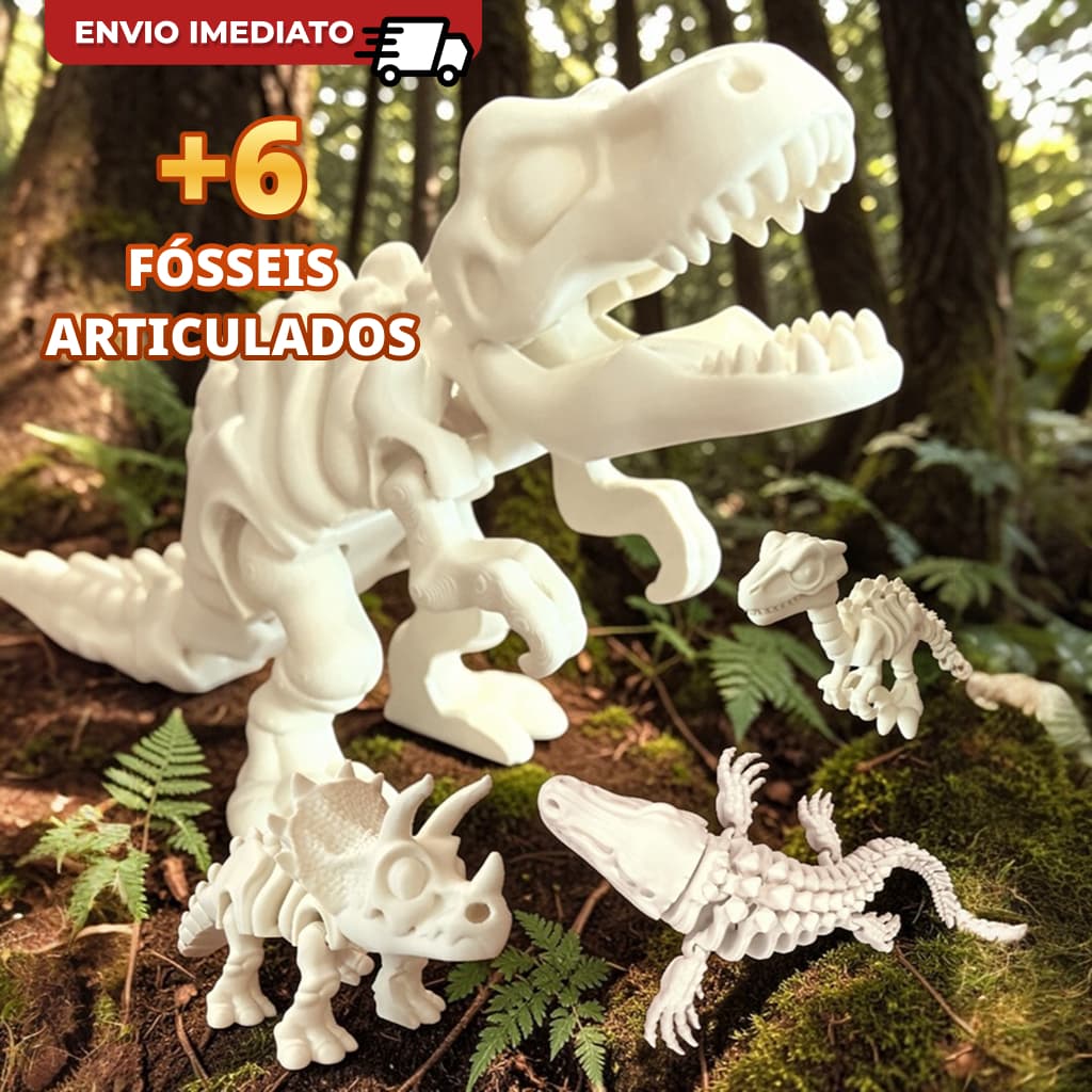 Dinossauro Esqueleto Articulado T-Rex Velociraptor Tricerátopo Colecionável e Decorativo
