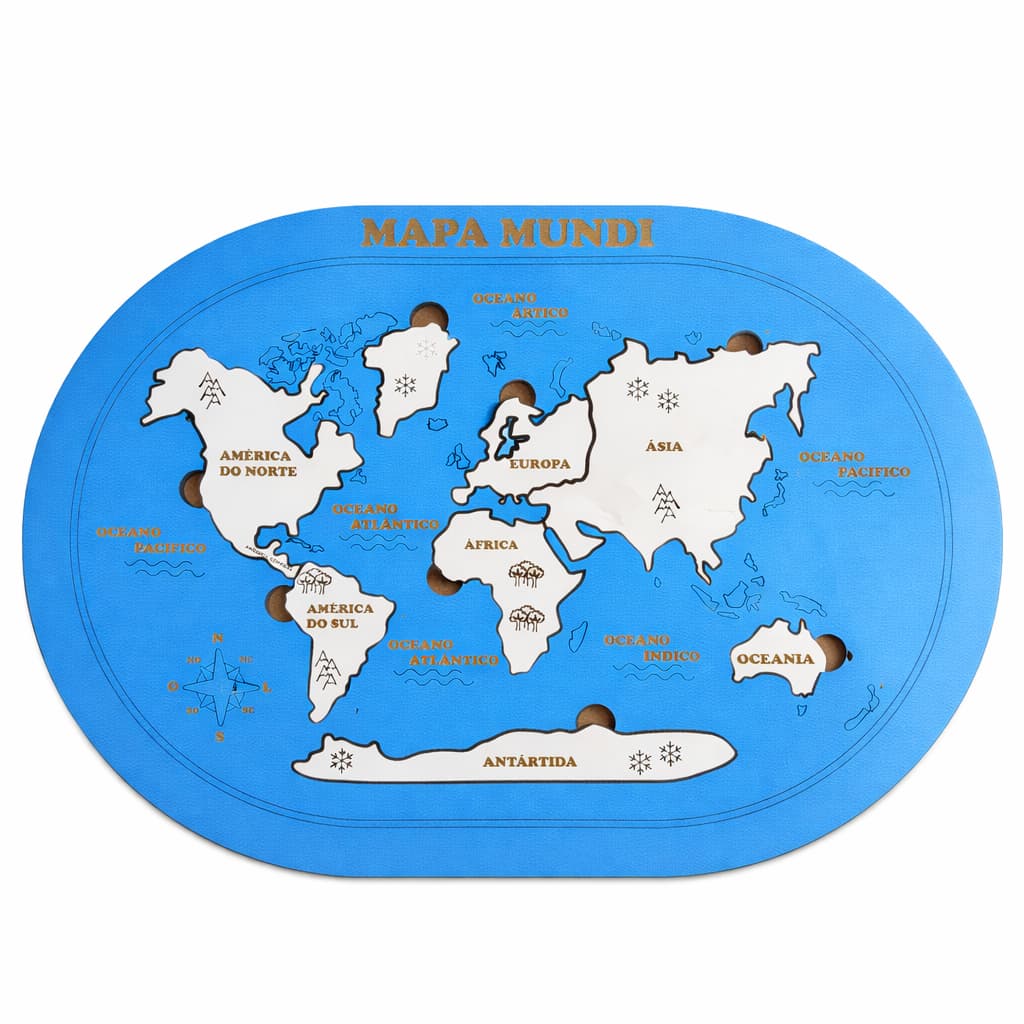 Brinquedo Pedagógico Educacional Mapa Mundi Quebra cabeça