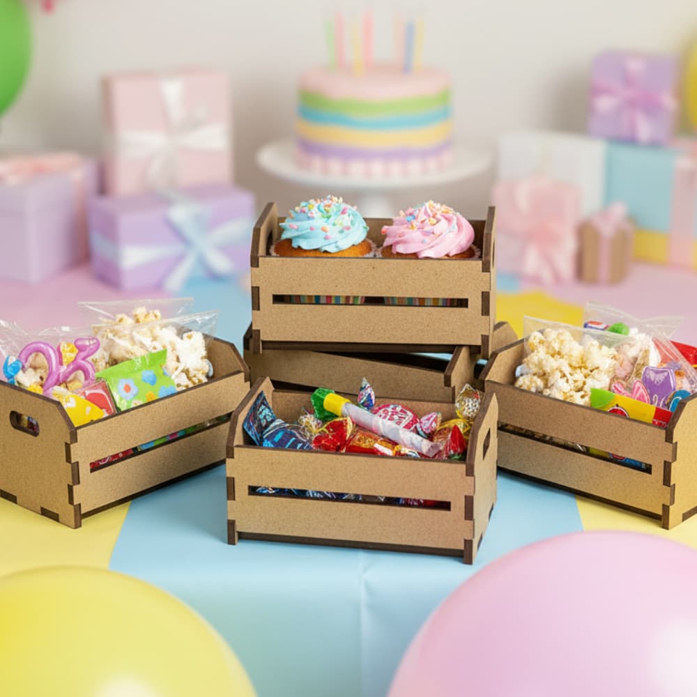 Kit Mini Caixotinho Caixote de feira em Mdf para Lembrancinha e festa
