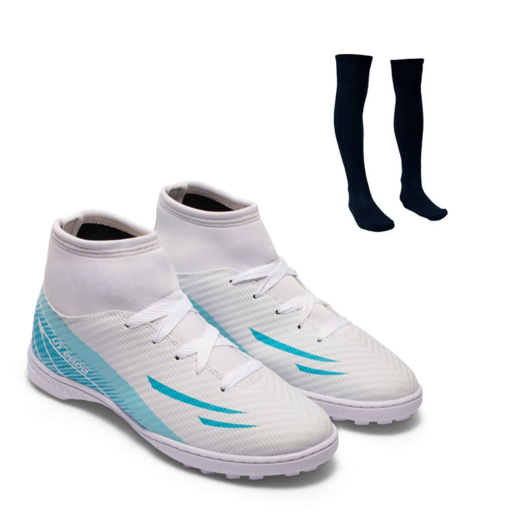 Chuteira Society UZ 2000 Botinha Cano Alto Adulto Uzze Sport Grama Sintética + Meião