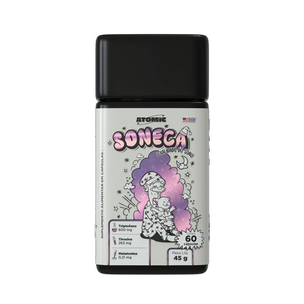 Melatonina + Triptofano 600mg | Suplemento para Uso Noturno | Soneca Atomic Labs 60 Cápsulas |