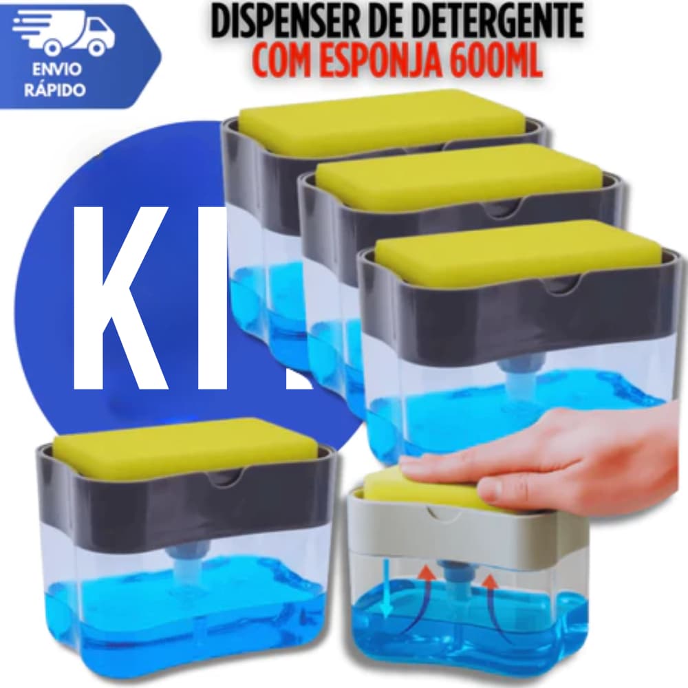 Dispenser de Detergente e Sabão Líquido com Esponja Porta Sabão Líquido – Envio Imediato