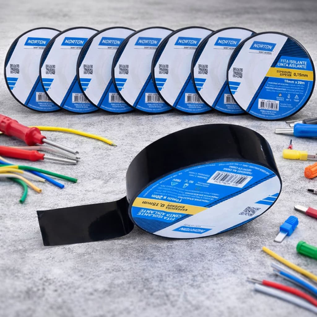 Kit 10 Fitas Isolantes Norton Alta Qualidade 19mm x 20m Segurança Elétrica Profissional