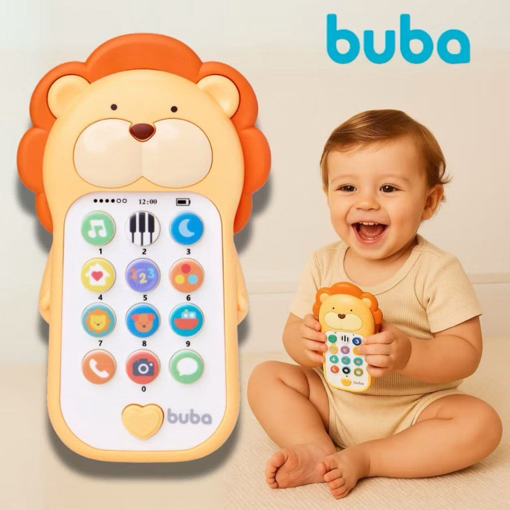 Phone Bilíngue Leão Buba – Brinquedo Educativo Interativo