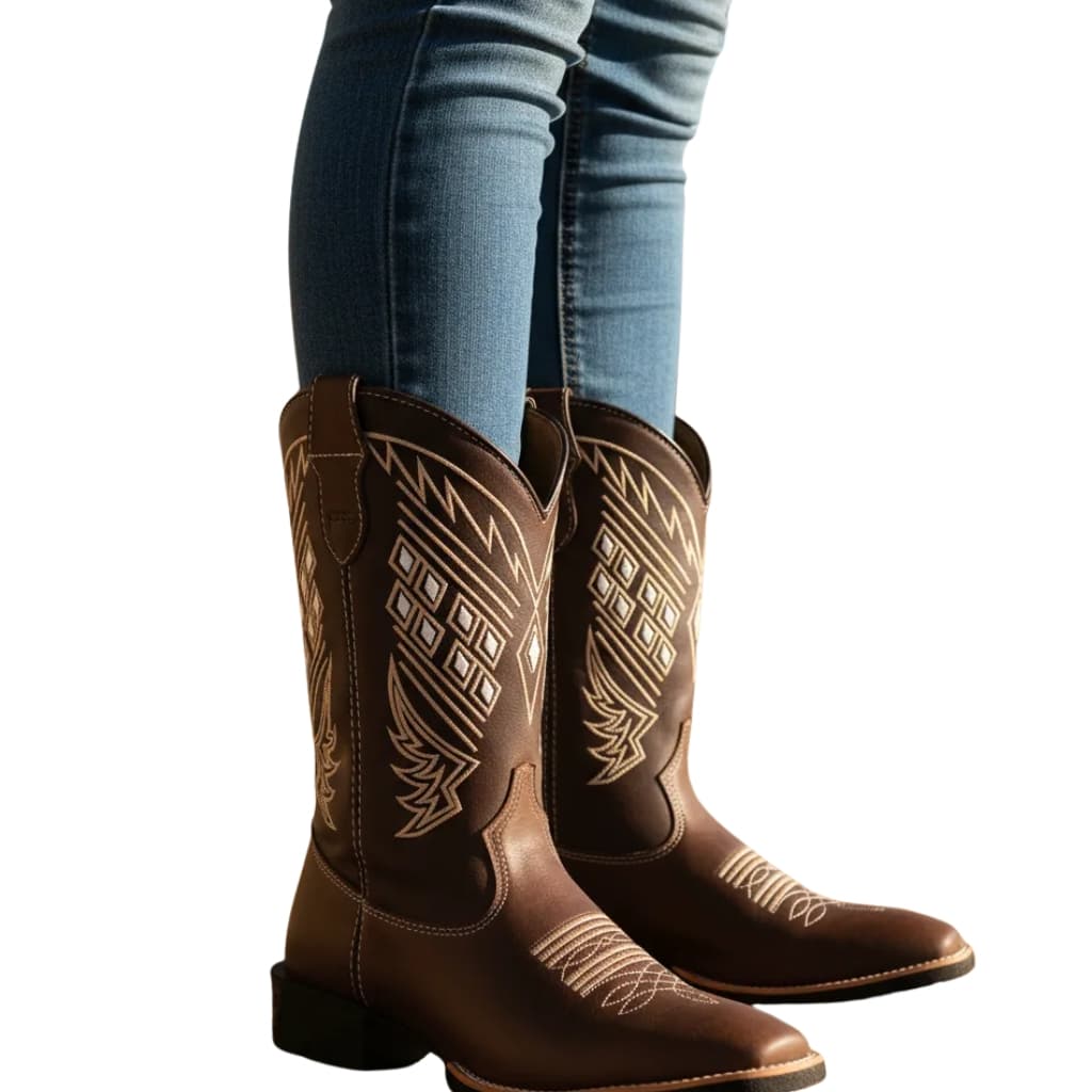 Bota Texana Country Diamante Marrom  Couro Alta Qualidade Passeio Country Unissex