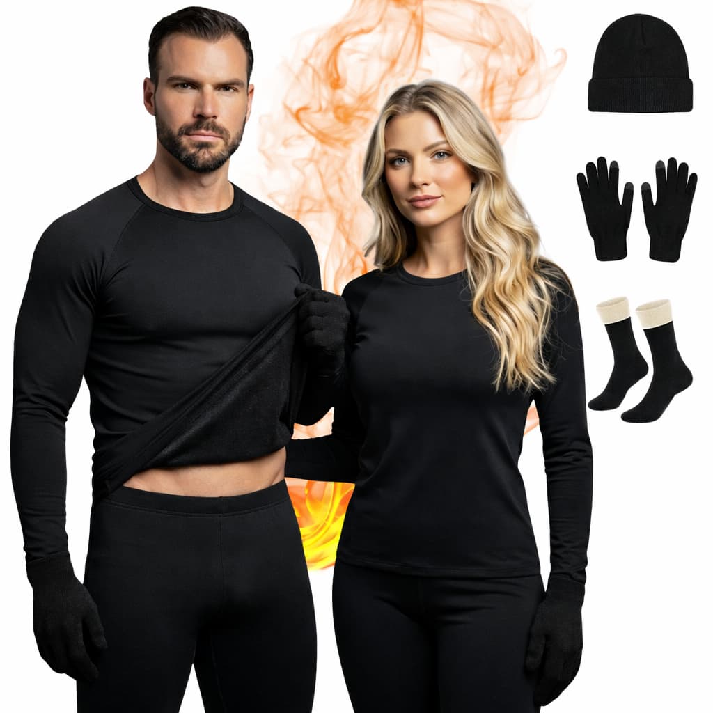 Conjunto Segunda Pele Térmico Inverno Masculino e Feminino + Touca, Luva e Meia