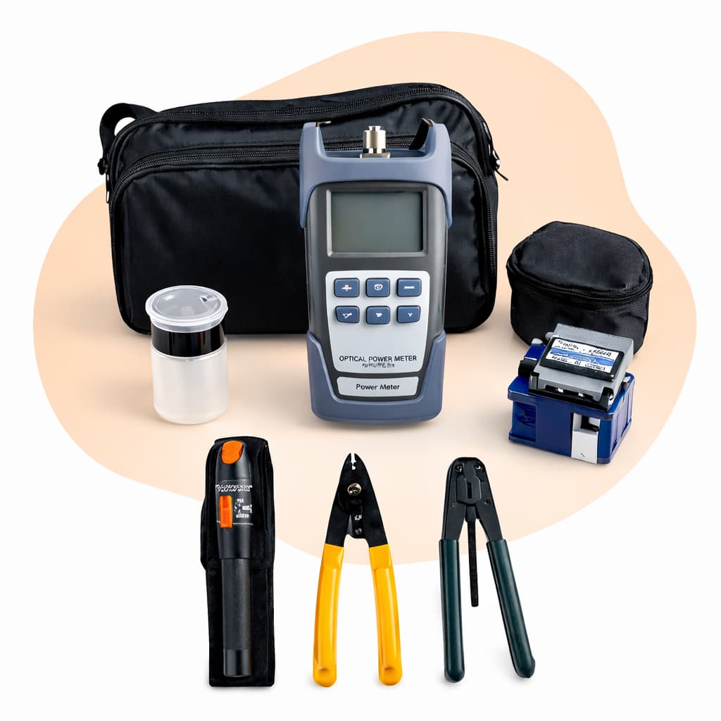 Kit Ferramentas Fibra Óptica 15 em 1 Completo Profissional Clivador Fc-6s Preto