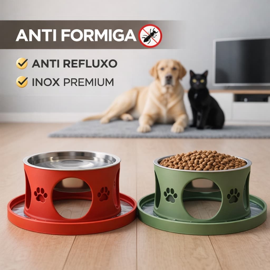 Comedouro Inteligente Anti Formiga Para Cachorro e Gato Inox Premium Anti Refluxo Pet Fácil Limpeza