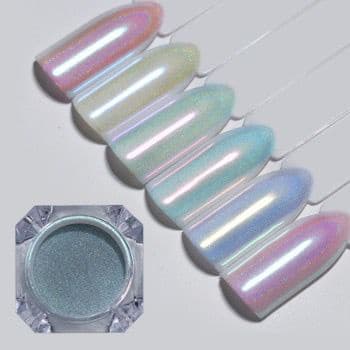 Kit 6x Pó Sereia Perolado Unha Gel Efeito Aurora Chrome Pigmento Furta-cor Luxo Pronta Entrega