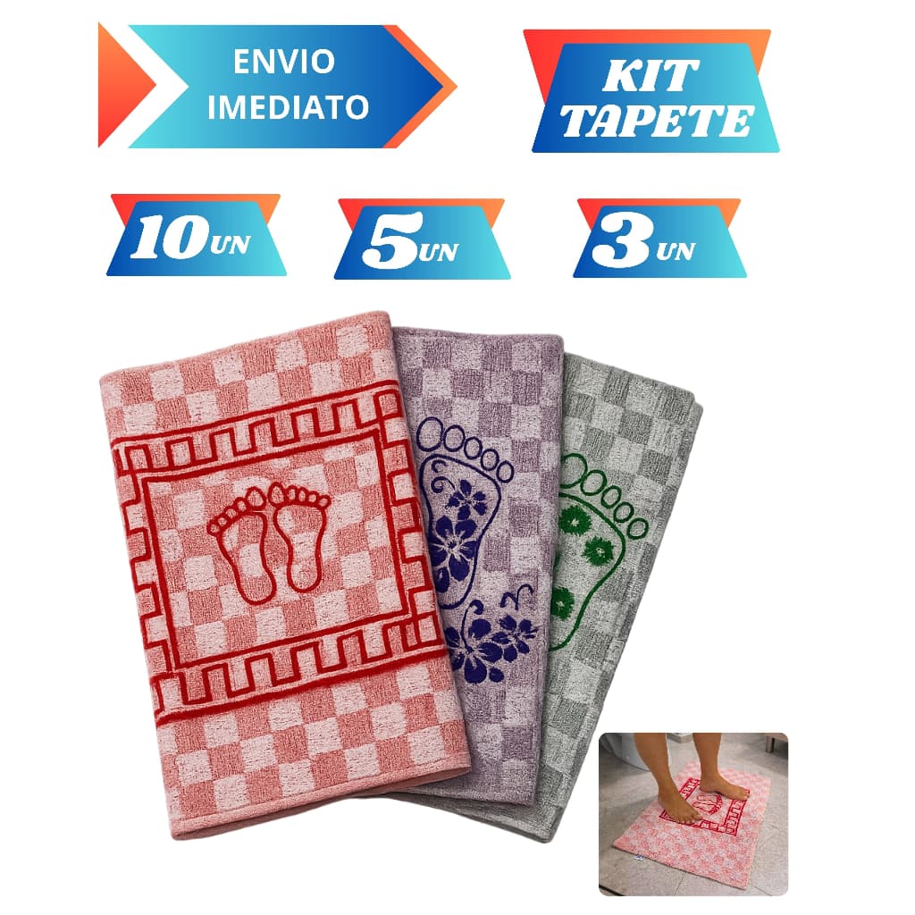 Kit 10 5 ou 3 Tapete Pezinho Para Banheiro Toalha de Piso Atoalhado Tapete Pezinho Estampado Premium.