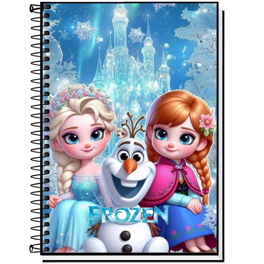 Caderno Escolar Capa Dura Frozen - 1, 10, 15 e 20 matérias universitário.