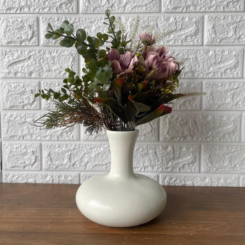 Vaso Decorativo de Cerâmica Branco Estilo Moringa Alto Minimalista