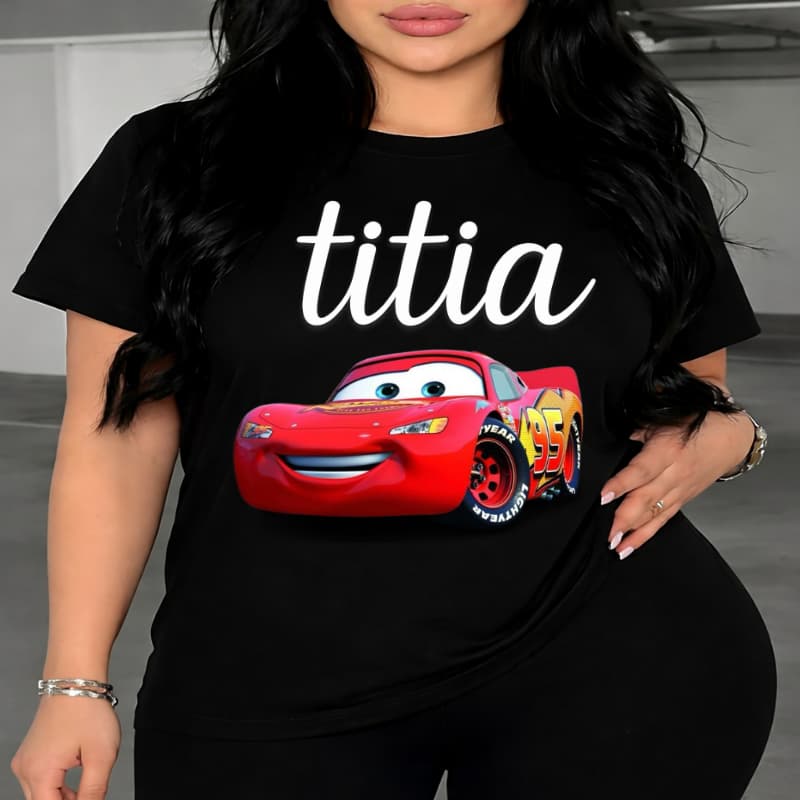 Camiseta Titia Titio personalizada T-shirt com Lightning McQueen carro 95 Sobrinho Presente afetiva divertida Algodão
