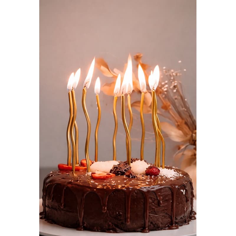 Vela de Aniversário Curva para Bolo Kit com 6 Peças Parafina Decoração Festa