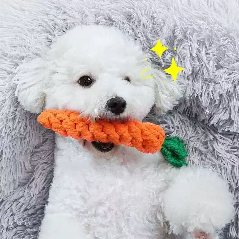 Brinquedo Pet Cenoura de Corda Mordedor Interativo para Cães e Gatos Anti Estresse