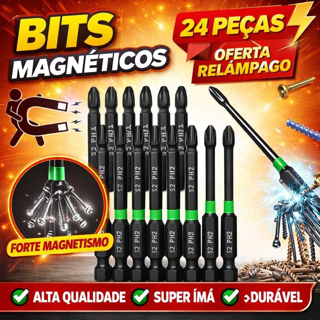Jogo bits parafusadeira ponteira magnetica com ima kit com 12