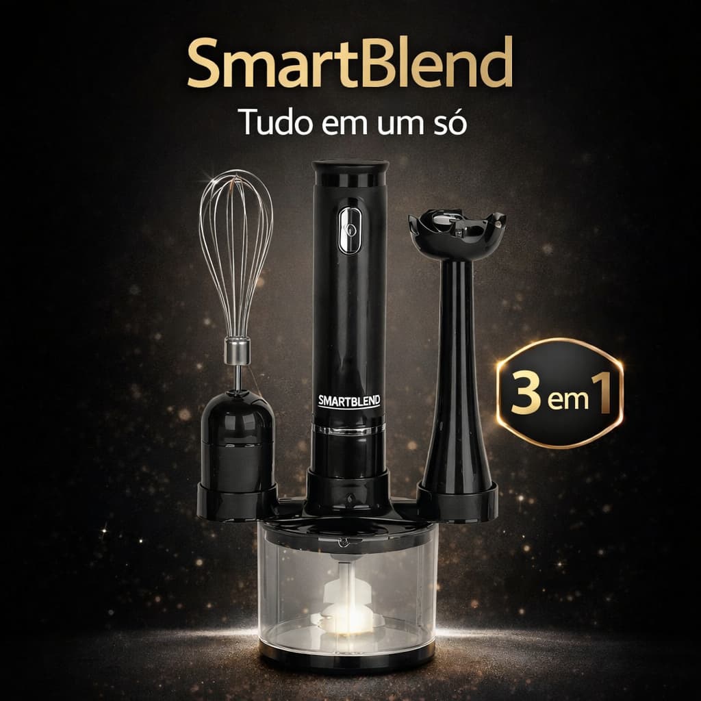 Mixer 3 em 1 Processador Batedor Alimentos Multifuncional Potente Cozinha Compacto