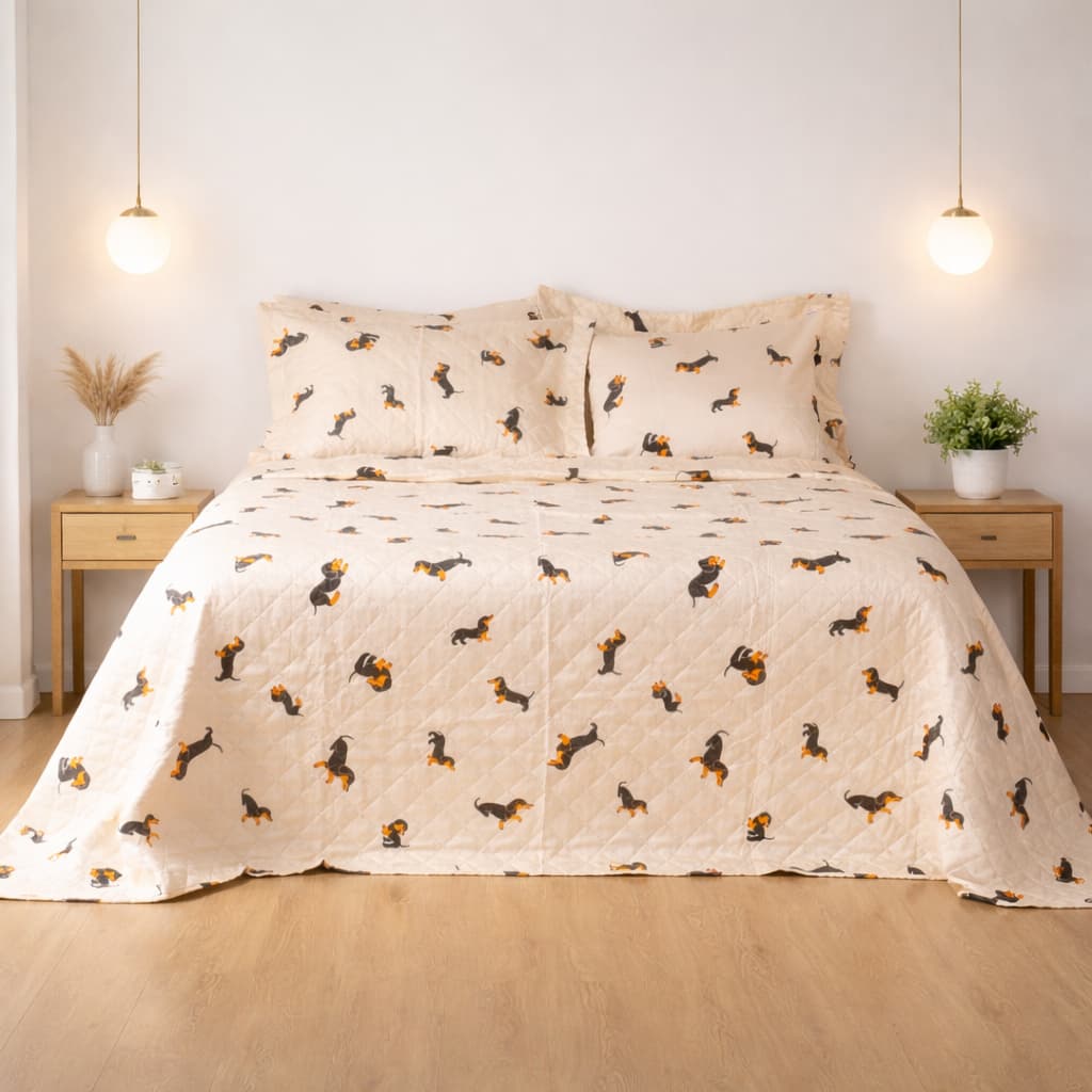 Cobre Leito Casal Estampado 180 Fios com 3 Peças – Toque Macio e Sofisticação